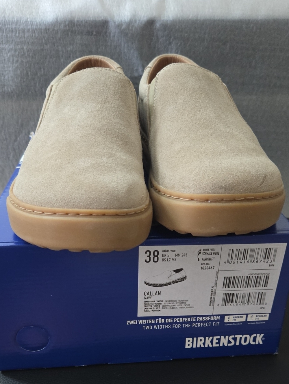 Birkenstock Beige Suede Slip-On Sneakers with Gum Sole